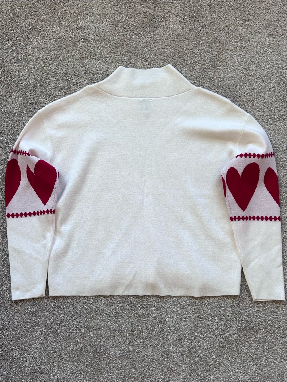 Maeve Anthropologie Women's S Ivory Red Heart Print Knit Mock Neck Sweater - Picture 13 of 13